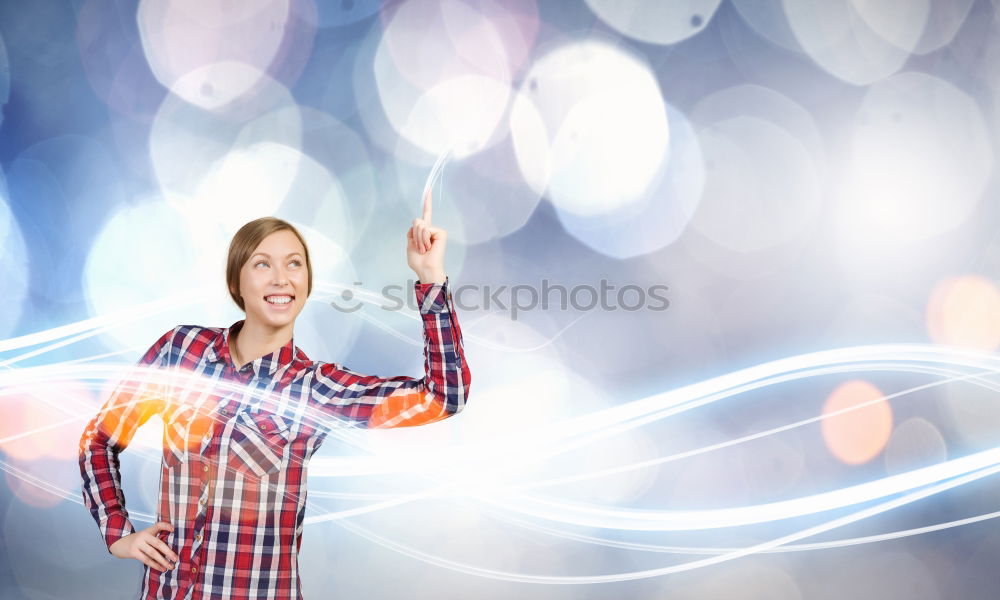 Similar – Image, Stock Photo Happy African woman taking selfie and drinking smoothie