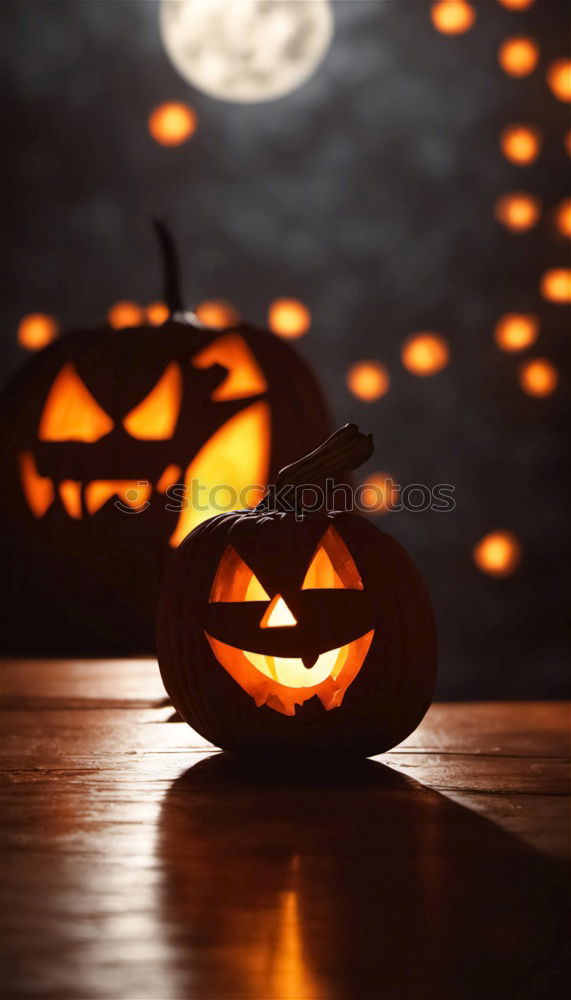 Similar – Halloween Pumpkin with Spider on Skulls