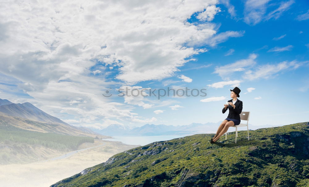 Image, Stock Photo High Top Mountaineer Fog