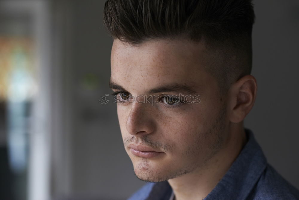 Similar – Image, Stock Photo Man leans against the wall and looks into the distance