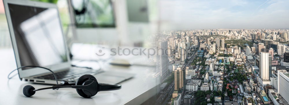 Similar – View out of the window of a high-rise building on the area around Frankfurt’s railway station