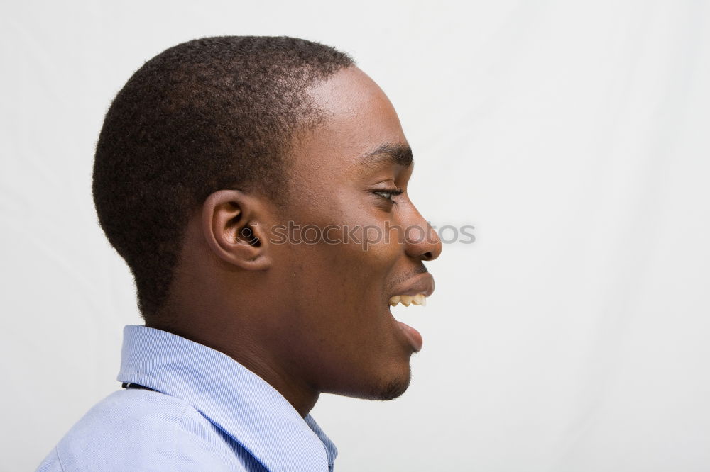 Similar – Portrait of funny black shouting at camera