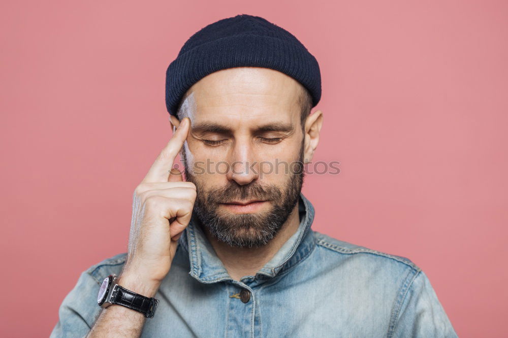 Similar – Young bald guy on black background