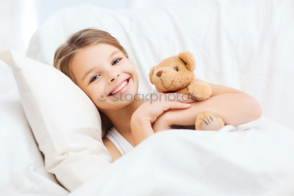 Similar – Image, Stock Photo happy child girl wake up in the early morning