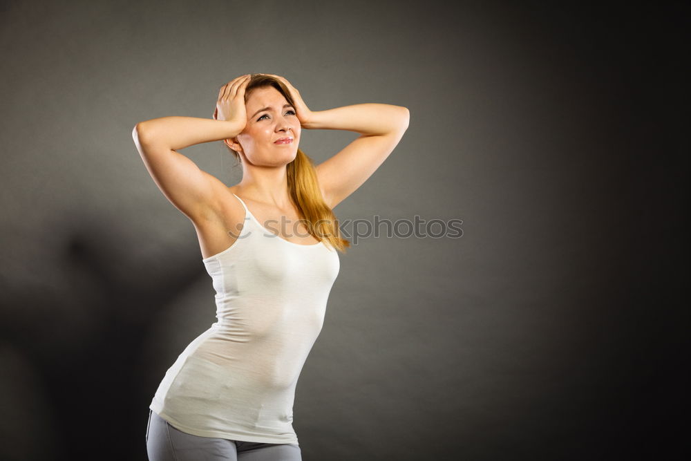 Similar – Image, Stock Photo Young, slim, athletic woman in underwear sits sideways on an armchair and looks into the camera
