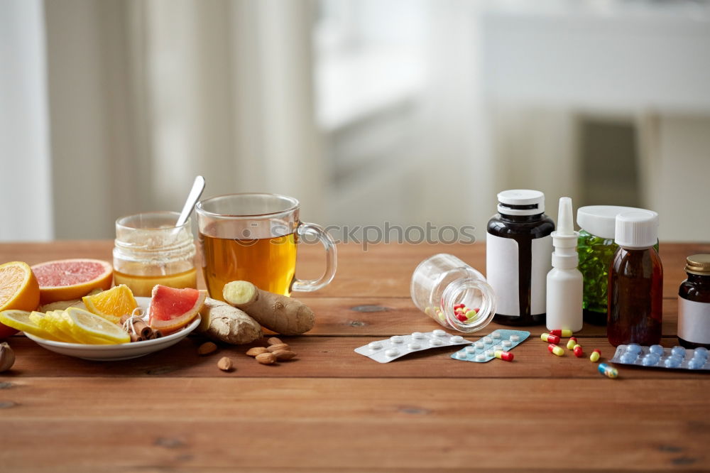 Similar – blank clipboard, medicine bottles, stethoscope, pills