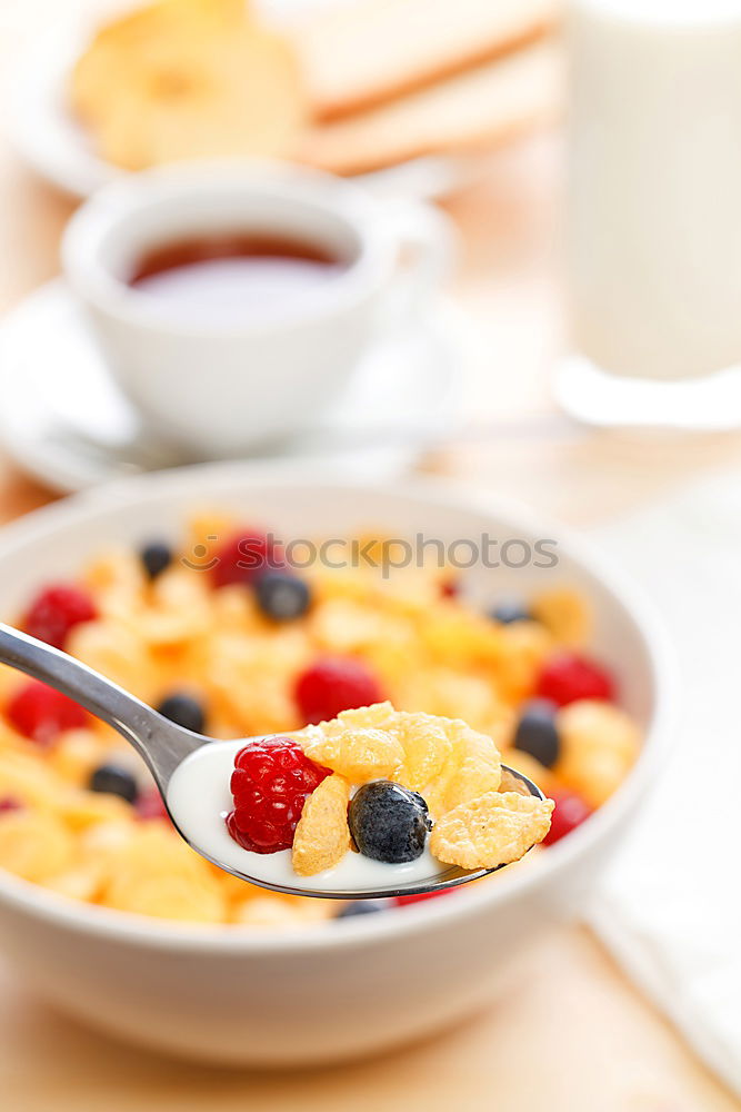 Similar – Image, Stock Photo Cornflakes in a bowl Fruit