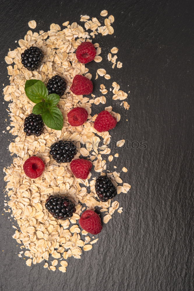 Similar – Image, Stock Photo Oatmeal, mint and berries