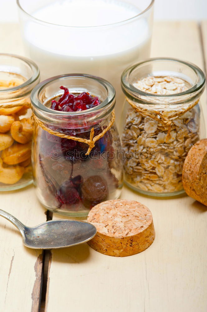 Similar – Image, Stock Photo Breakfast in glass with fresh berries, nuts and muesli