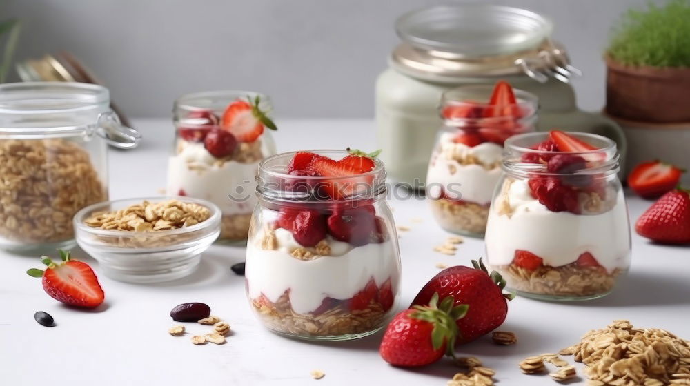 Similar – Chia pudding Strawberry parfait with greek yogurt and nuts