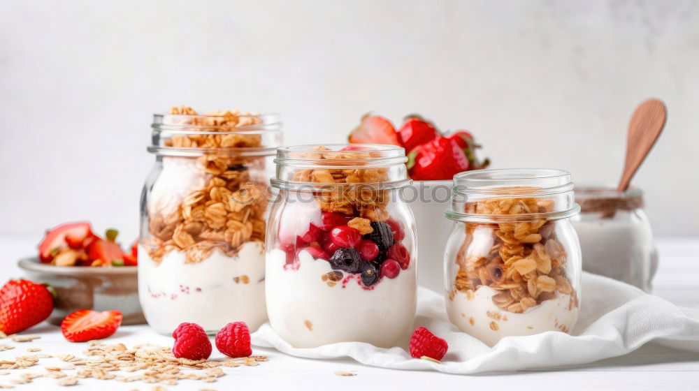 Similar – Image, Stock Photo Yogurt with cereals and strawberries