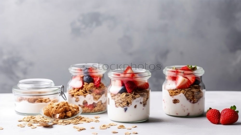 Similar – Chia pudding Strawberry parfait with greek yogurt and nuts