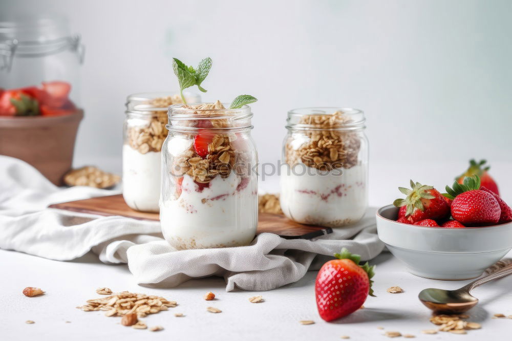 Similar – Chia pudding Strawberry parfait with greek yogurt and nuts