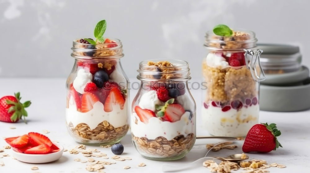 Similar – Chia pudding Strawberry parfait with greek yogurt and nuts