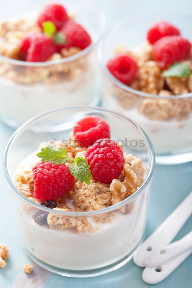 Similar – Chia yogurt with raspberries in a glass cup