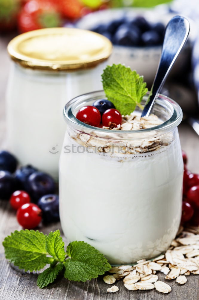 Similar – Chia yogurt with raspberries in a glass cup