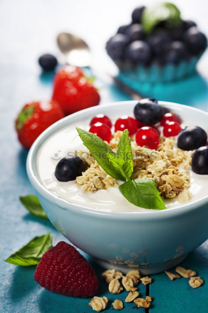 Similar – Chia yogurt with raspberries in a glass cup