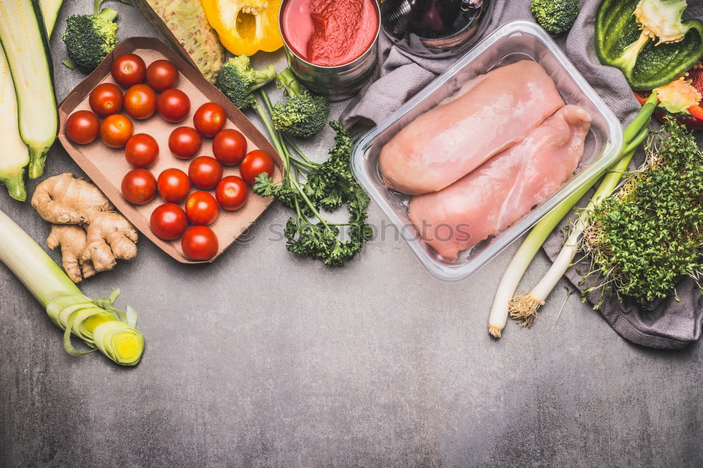 Similar – Image, Stock Photo Chicken breast fillets packed with vegetables