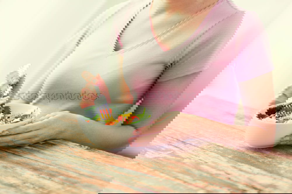 Similar – Image, Stock Photo Woman eating quinoa and vegetables in bowl