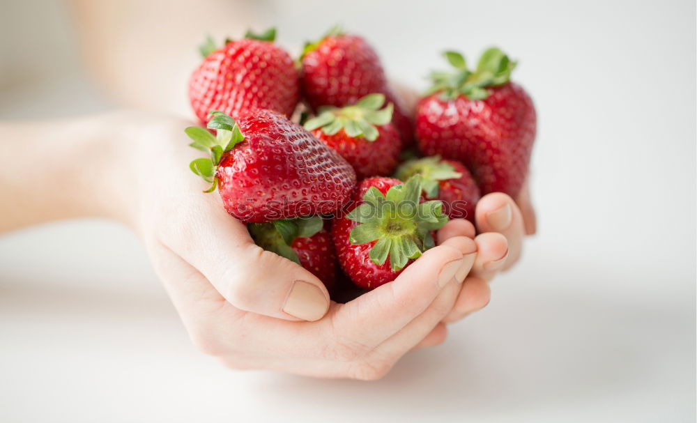 Similar – Image, Stock Photo Three small buckets of strawberry on old vintage wood