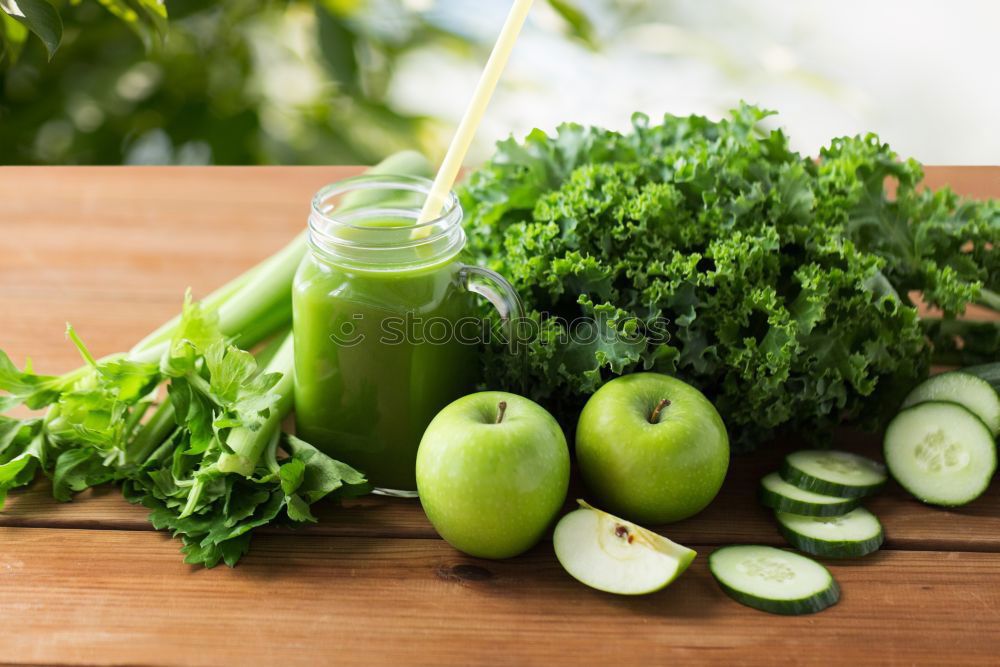 Similar – Smoothie with green vegetables in a jar