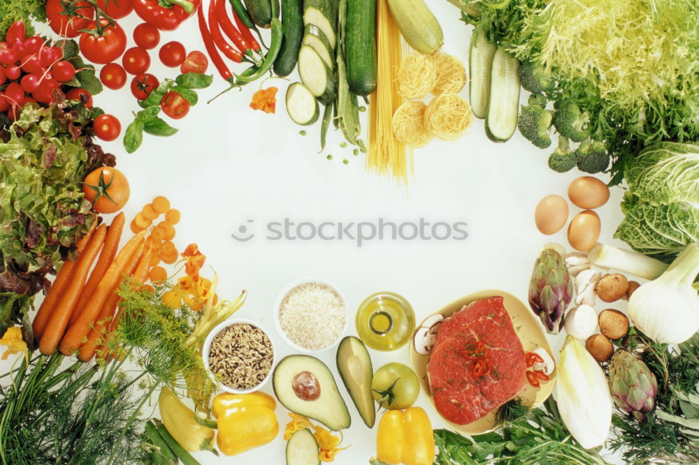 Image, Stock Photo Fresh herbs and spices with lemon slices