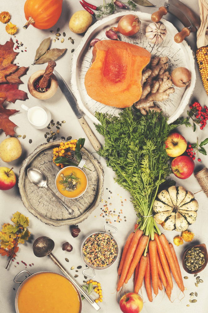 Similar – Image, Stock Photo Basket with autumn vegetables on the kitchen table