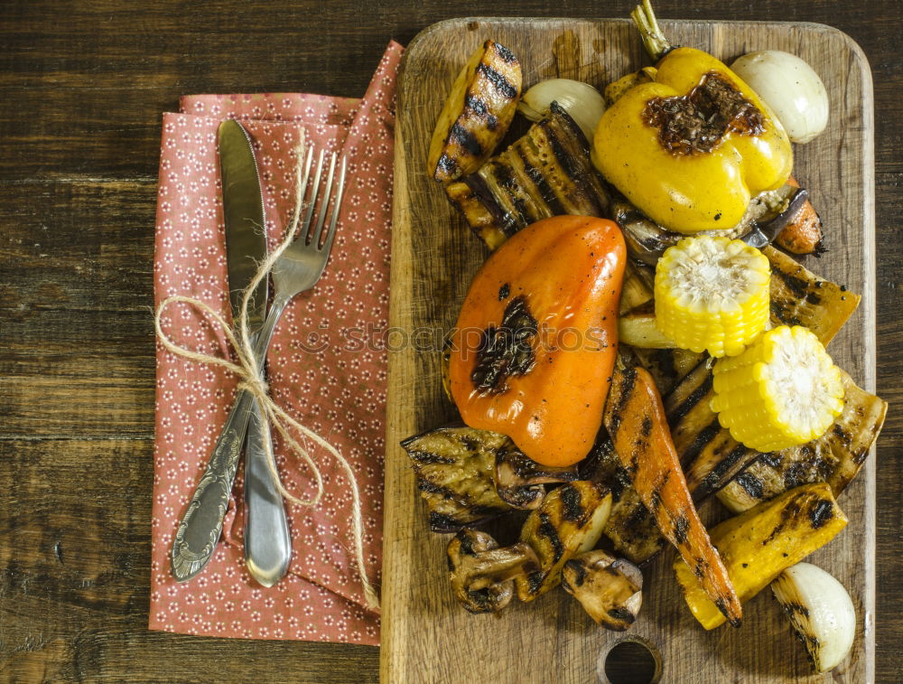 Similar – Image, Stock Photo Roasted vegetable stew and kitchen utensils