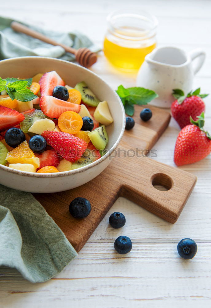 Similar – Homemade antioxidant smoothie summer fruits and cereals