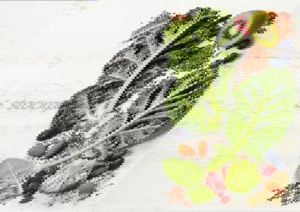 Image, Stock Photo Green cabbage with ingredients for cooking. Healthy food.