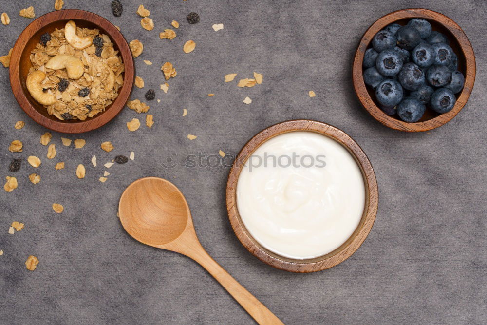 Similar – Image, Stock Photo Breakfast Cereal with Blueberries and Milk