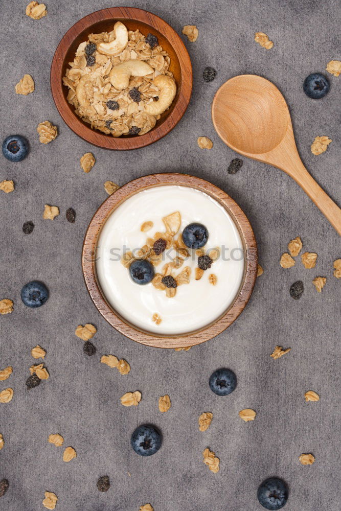 Similar – Image, Stock Photo Breakfast Cereal with Blueberries and Milk