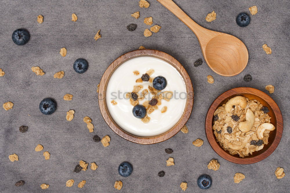 Similar – Image, Stock Photo Breakfast Cereal with Blueberries and Milk