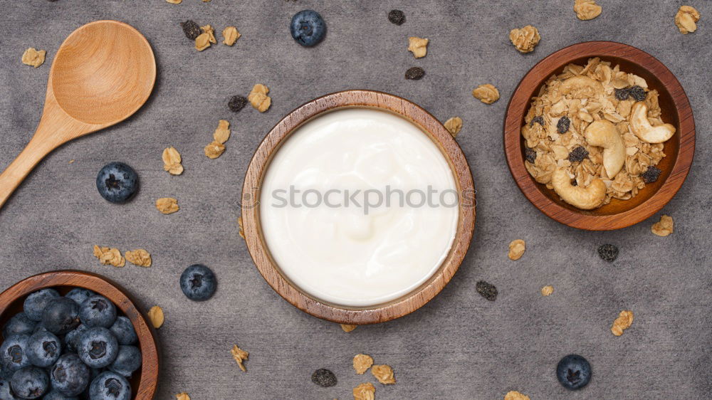 Similar – Image, Stock Photo Breakfast Cereal with Blueberries and Milk