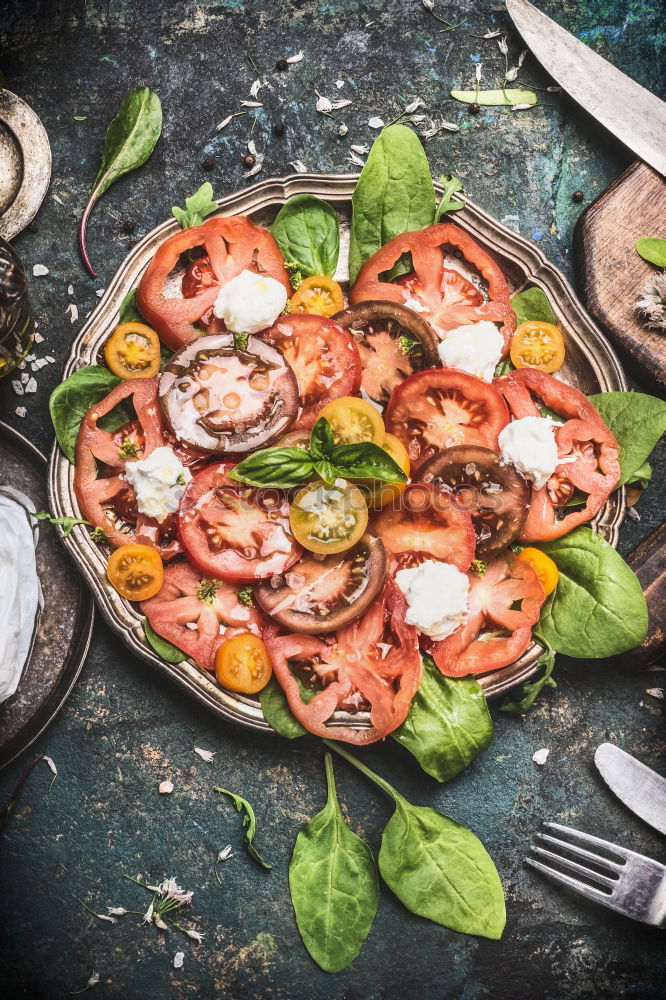 Similar – Image, Stock Photo Classic salad with tomatoes and mozzarella