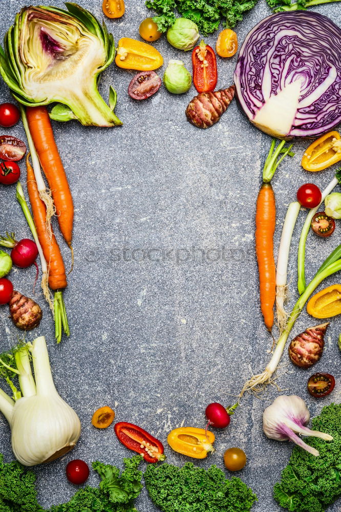 Similar – Image, Stock Photo Red cabbage and vegetable ingredients for cooking