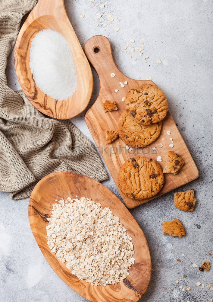 Similar – Image, Stock Photo round cookies made from oat flakes