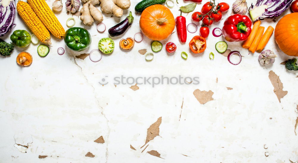 Similar – Image, Stock Photo Organic farm vegetables and ingredients for healthy cooking