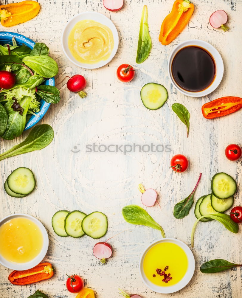 Similar – Pickled cucumbers made of home garden vegetables and herbs