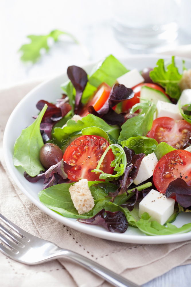 Similar – Image, Stock Photo Arugula salad with roasted radishes and feta cheese