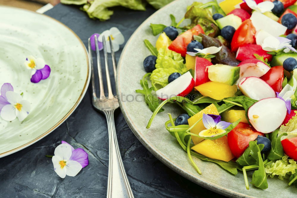 Similar – Image, Stock Photo Spring flowers salad