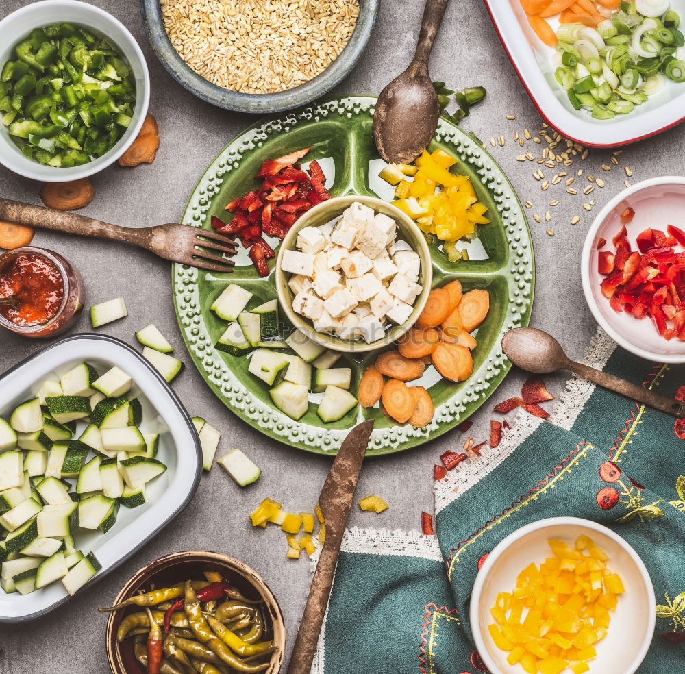 Similar – Prepare cabbage salad in the glasses