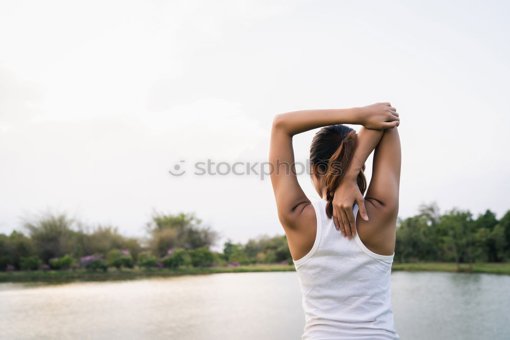 Similar – Image, Stock Photo Cheerful woman smiling in garden