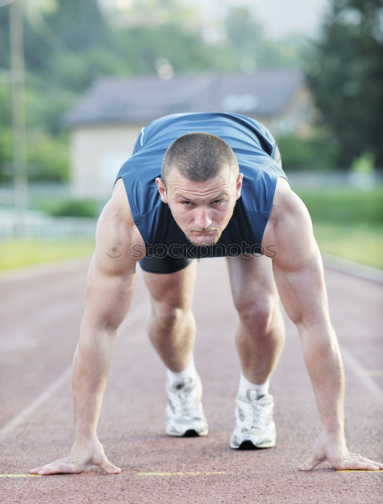 Similar – Image, Stock Photo Sportsman running upstairs on stadium