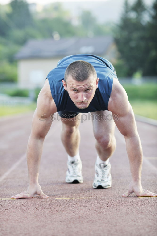 Similar – Image, Stock Photo Sportsman running upstairs on stadium