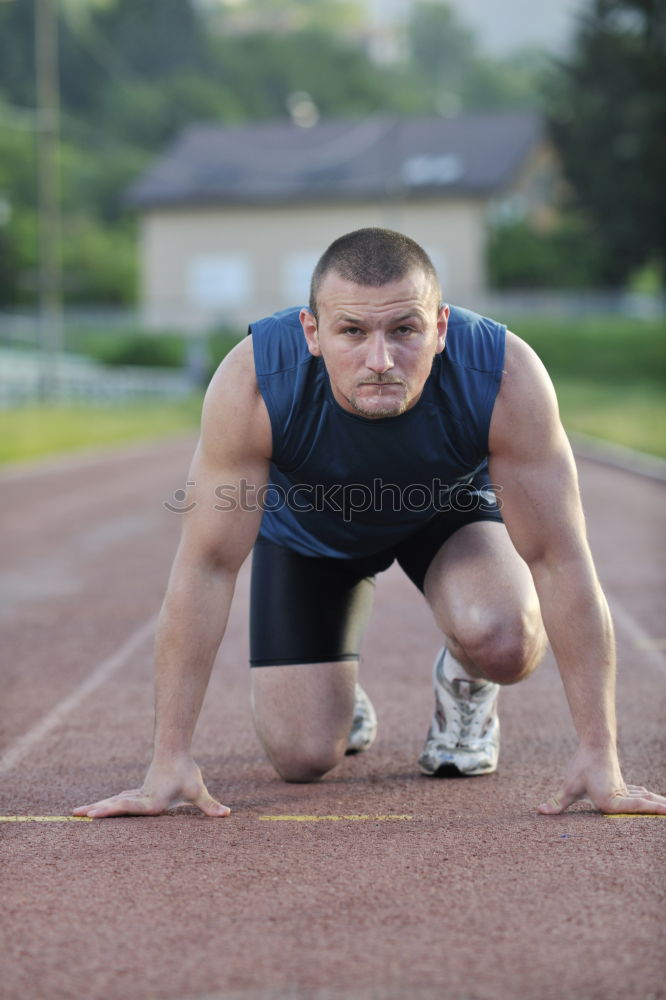 Similar – Image, Stock Photo Man is doing stretching and warm up for intense sports workout