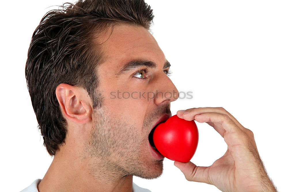 Similar – Close up portrait of a woman with red clown nose