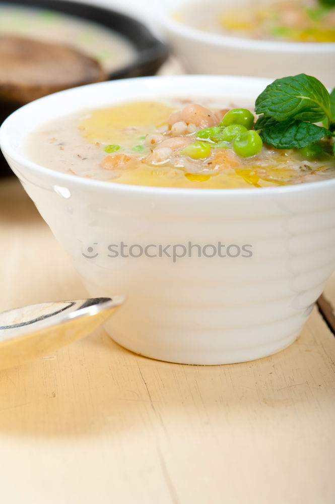 Similar – Image, Stock Photo Broccoli cream soup with roasted brown bread