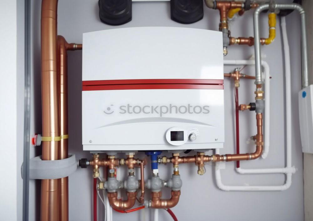 Similar – Image, Stock Photo New gas boiler, Heating system with copper pipes, valves and other equipment in a boiler room gas heater system, modern in new house