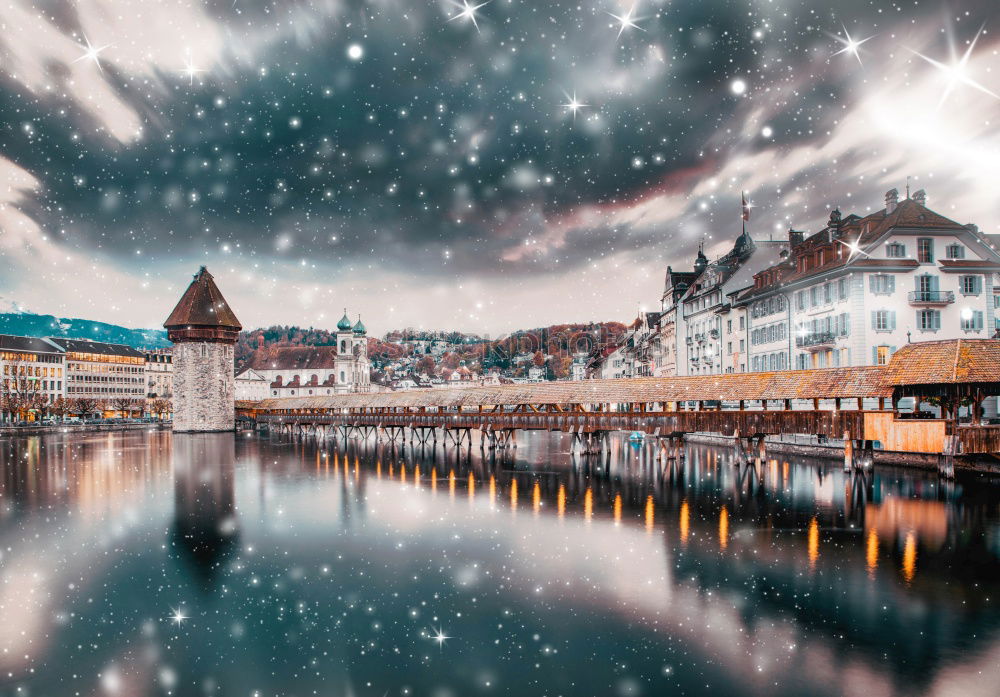 Similar – Image, Stock Photo Hallstatt town on a snowy day